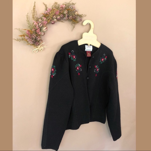 Doen-like Vintage Susan Bristol Embroidered Cardigan L - Picture 3 of 9